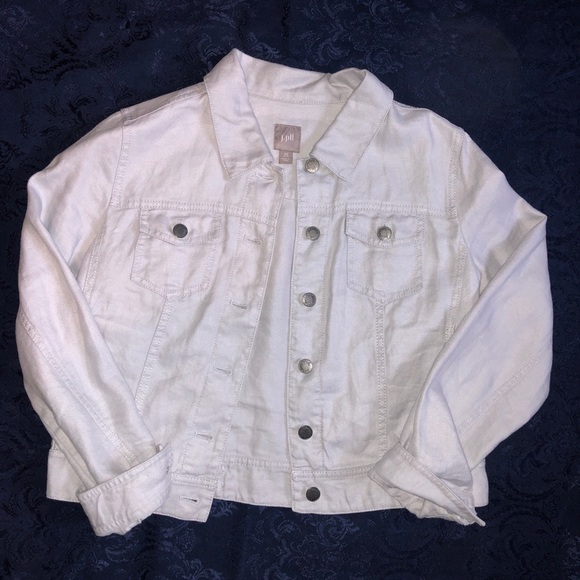 white linen jean jacket
